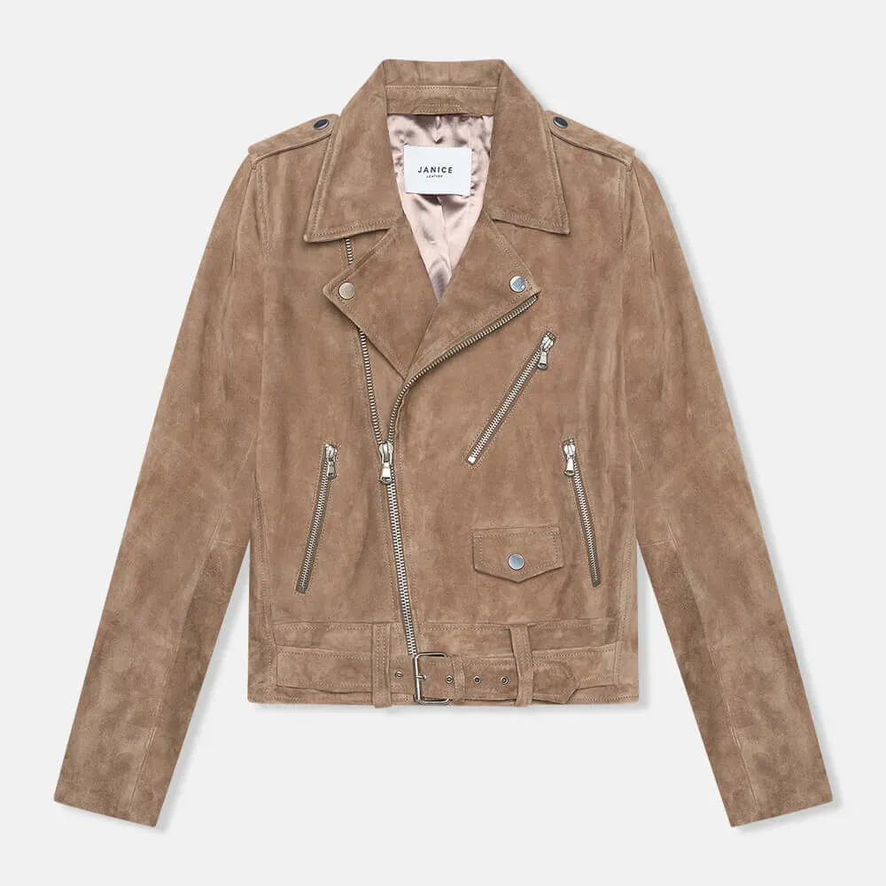 Bruin Leren Suede Biker Jack Burke