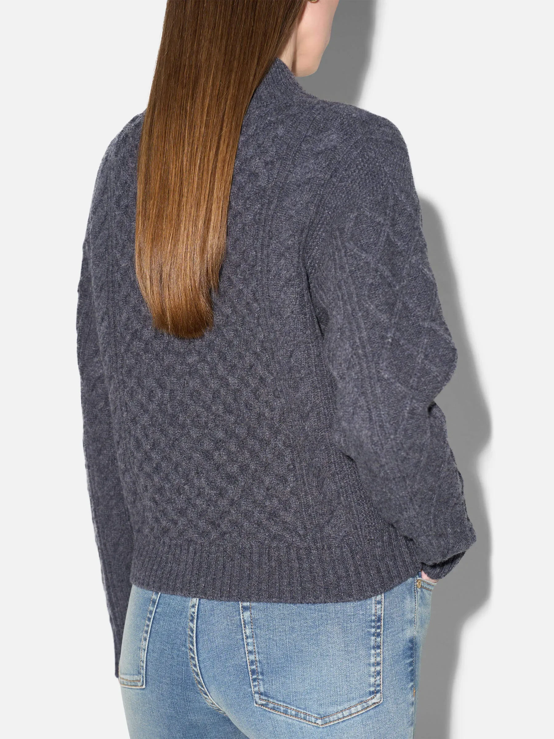 Merino Wollen Kabel Trui Oreon Grijs