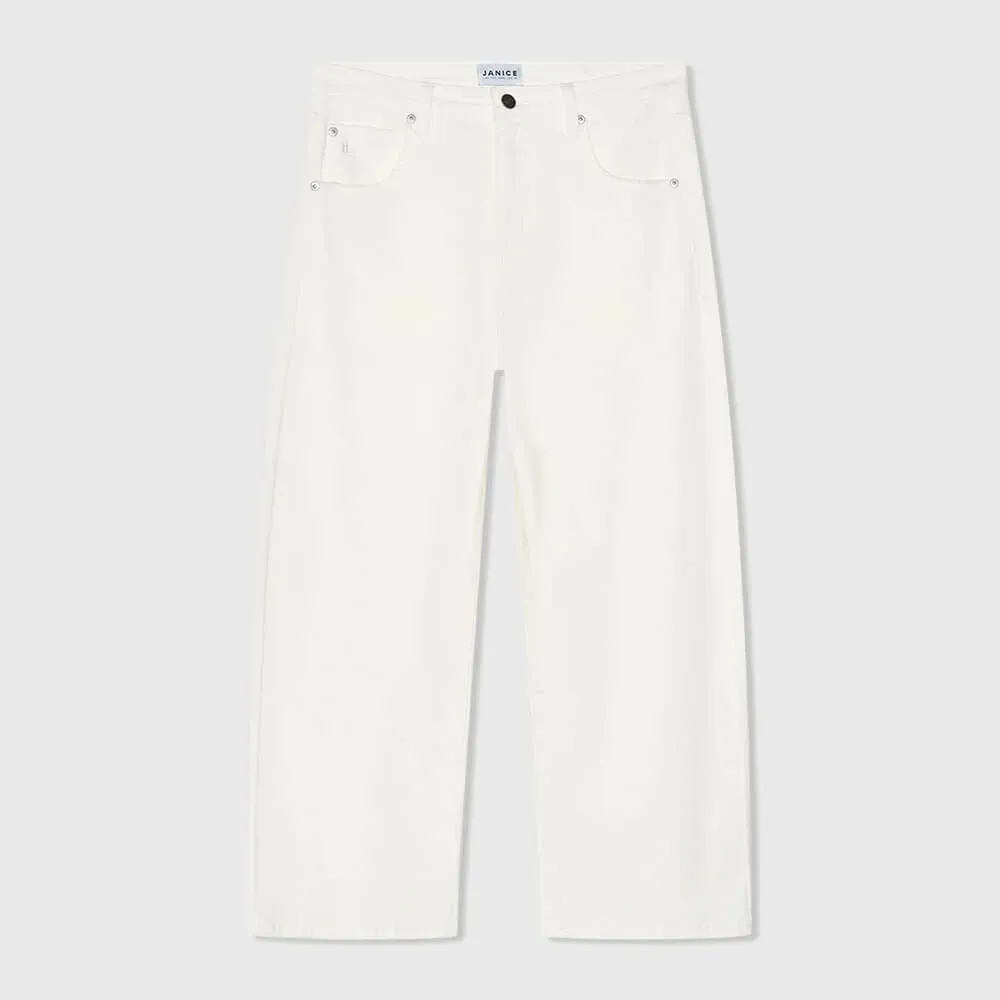 Witte Barrel Jeans Dames Mid Rise Baxter